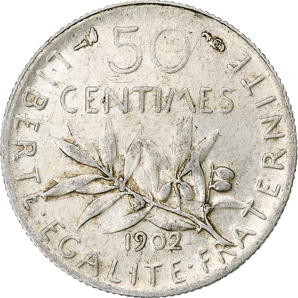 France, Semeuse, 50 Centimes, 1902, Paris, , Silver,KM:854, Gadoury 420