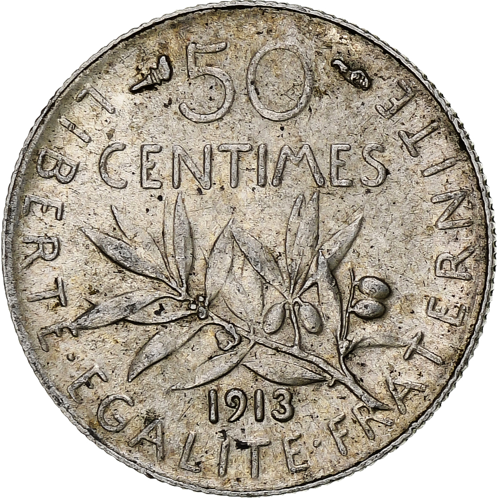 France, 50 Centimes, Semeuse, 1913, Paris, Silver, , Gadoury:420