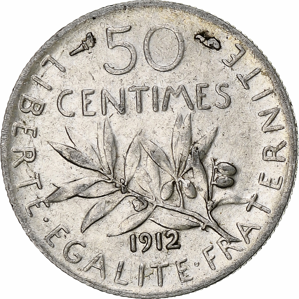 France, 50 Centimes, Semeuse, 1912, Paris, Silver, , Gadoury:420