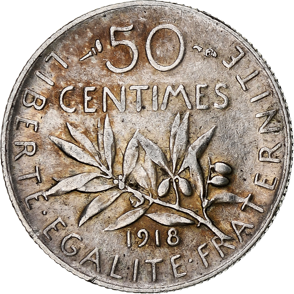 France, 50 Centimes, Semeuse, 1918, Paris, Silver, , Gadoury:420