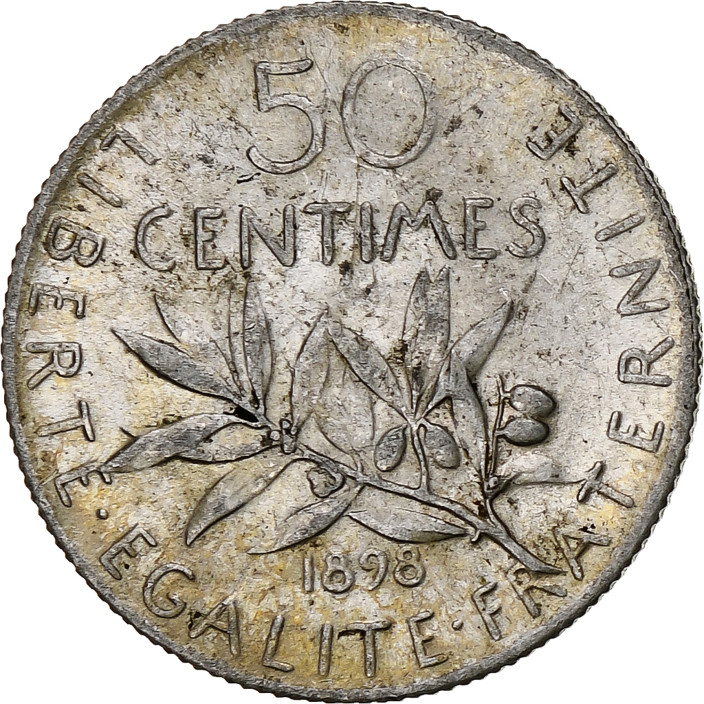 France, 50 Centimes, Semeuse, 1898, Paris, Silver, , Gadoury:420