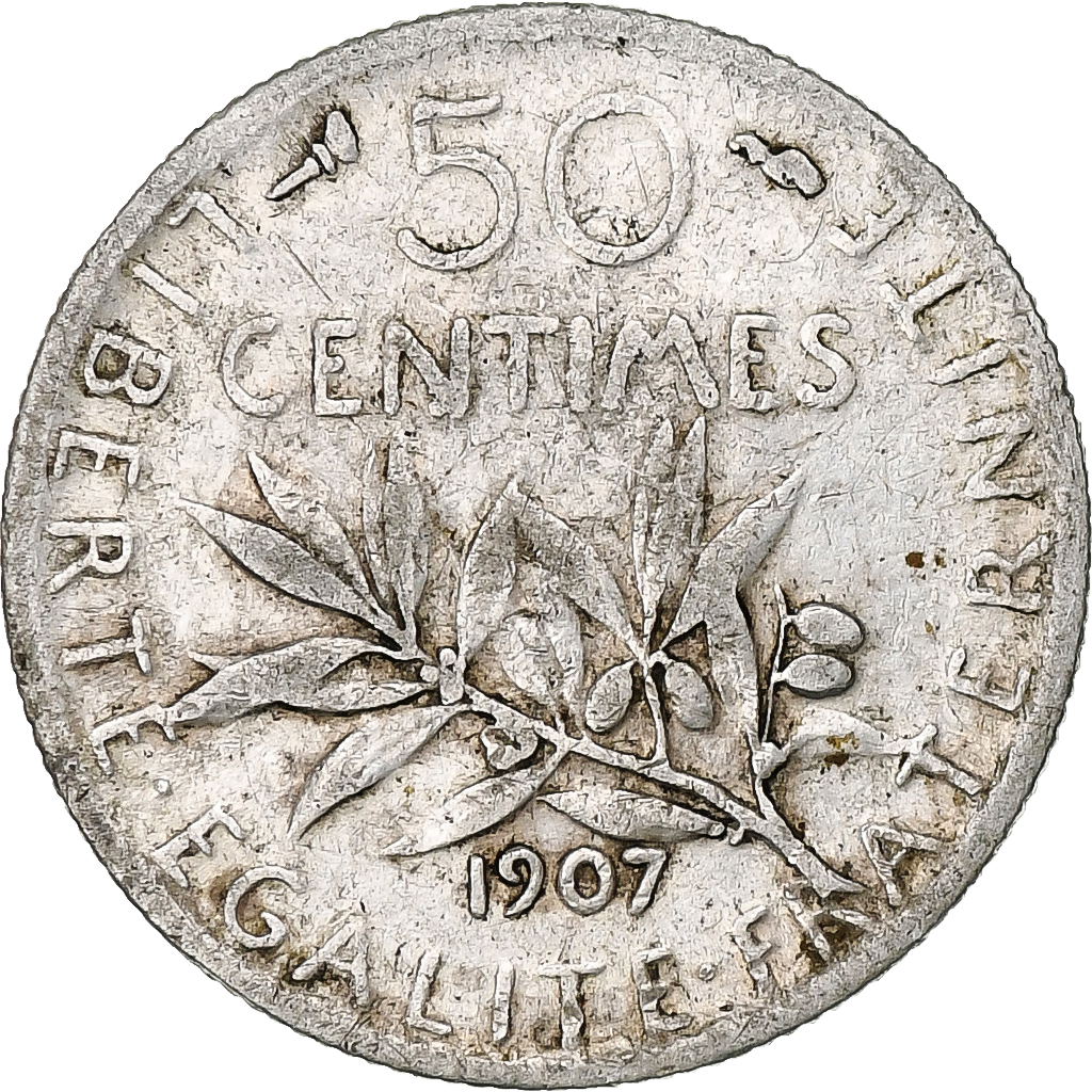 Coin, France, Semeuse, 50 Centimes, 1907, Paris, , Silver, KM:854