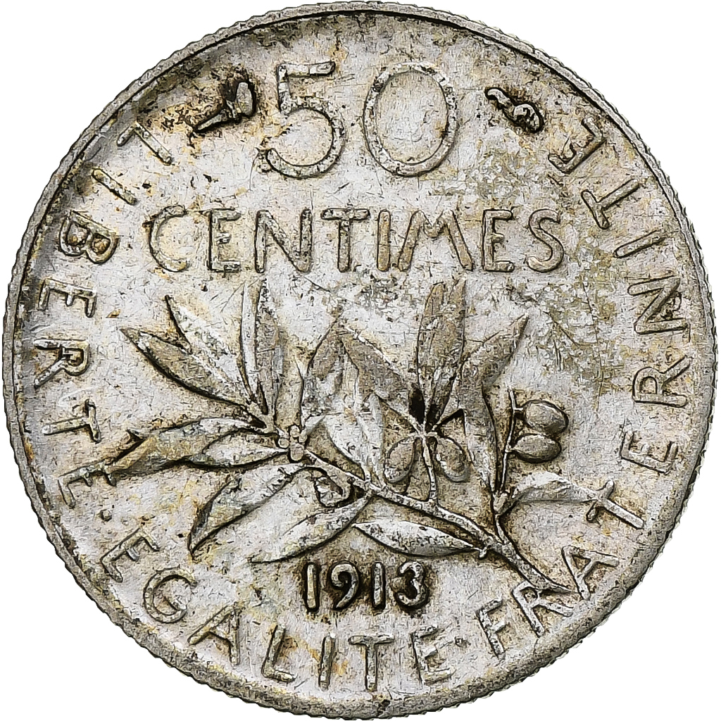 France, Semeuse, 50 Centimes, 1913, Paris, , Silver, KM:854,Gadoury 420
