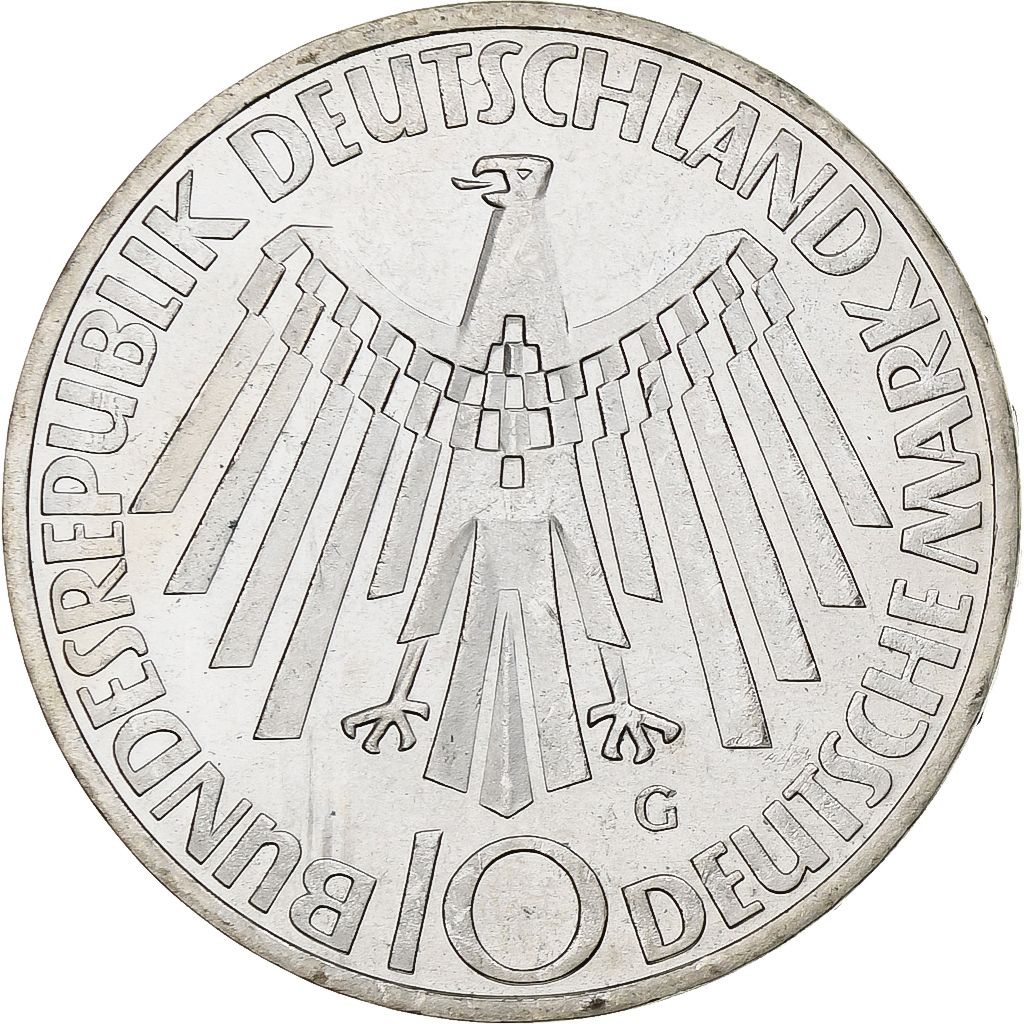 GERMANY - FEDERAL REPUBLIC, 10 Mark, 1972, Karlsruhe, Silver, , KM:130