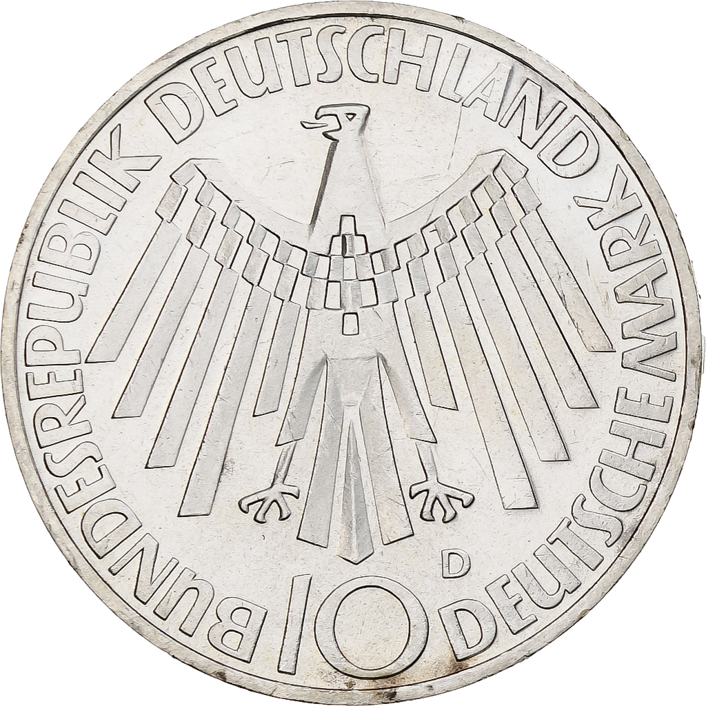 GERMANY - FEDERAL REPUBLIC, 10 Mark, 1972, Munich, Silver, , KM:134.1