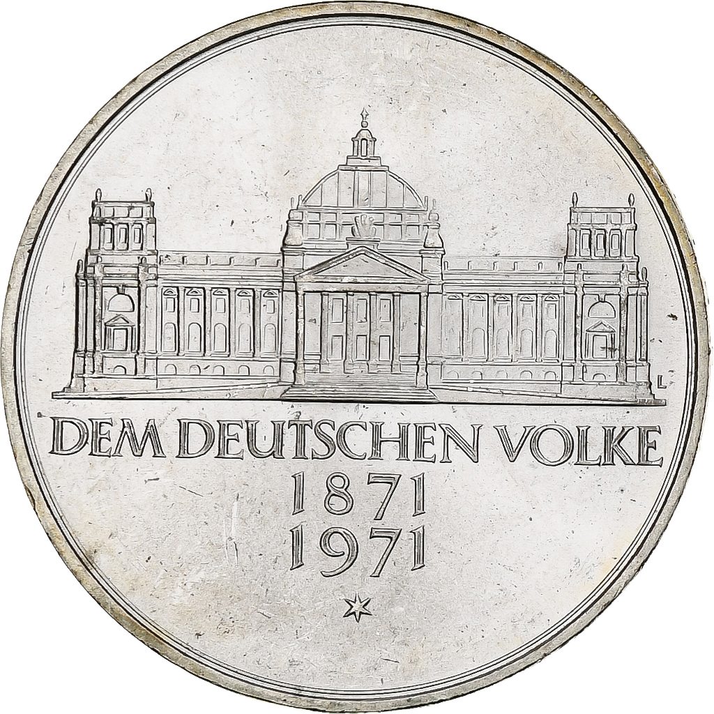 Coin, GERMANY - FEDERAL REPUBLIC, 5 Mark, 1971, Karlsruhe, Germany, 