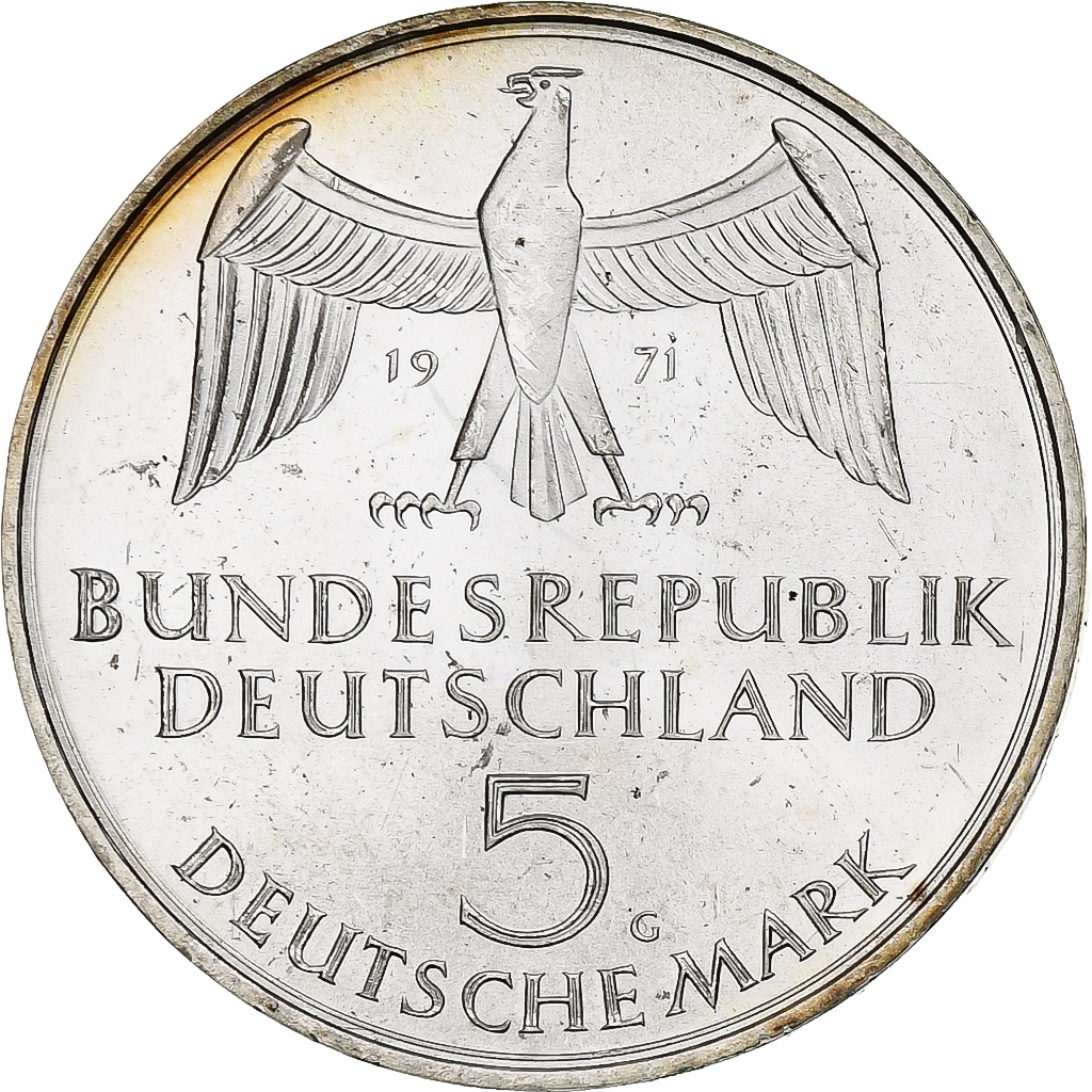 Coin, GERMANY - FEDERAL REPUBLIC, 5 Mark, 1971, Karlsruhe, Germany, 