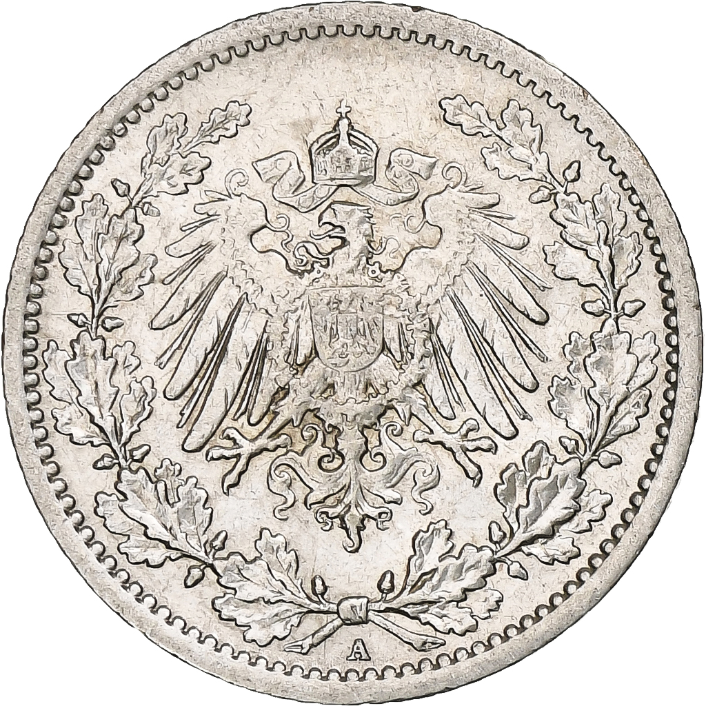 GERMANY - EMPIRE, 1/2 Mark, 1914, Berlin, , Silver, KM:17