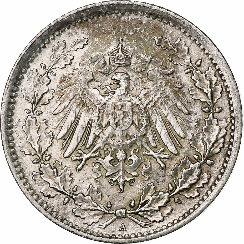 GERMANY - EMPIRE, 1/2 Mark, 1916, Berlin, Silver, , KM:17