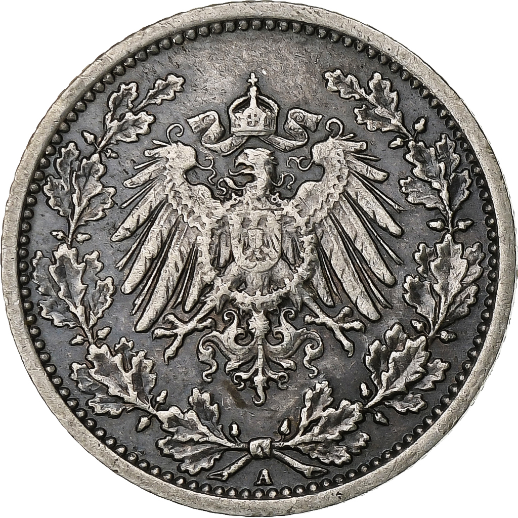 GERMANY - EMPIRE, 1/2 Mark, 1918, Berlin, Silver, AU, KM:17