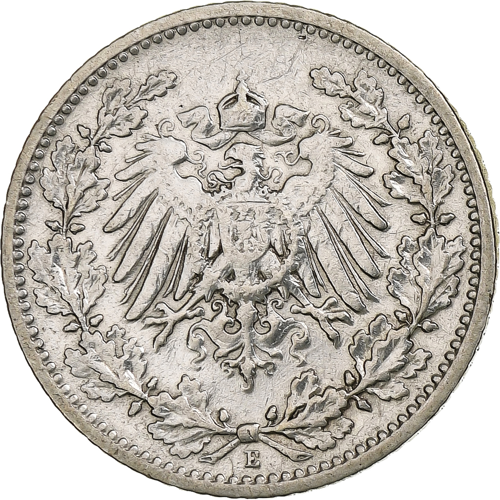 Coin, GERMANY - EMPIRE, 1/2 Mark, 1905, Muldenhütten, , Silver, KM:17
