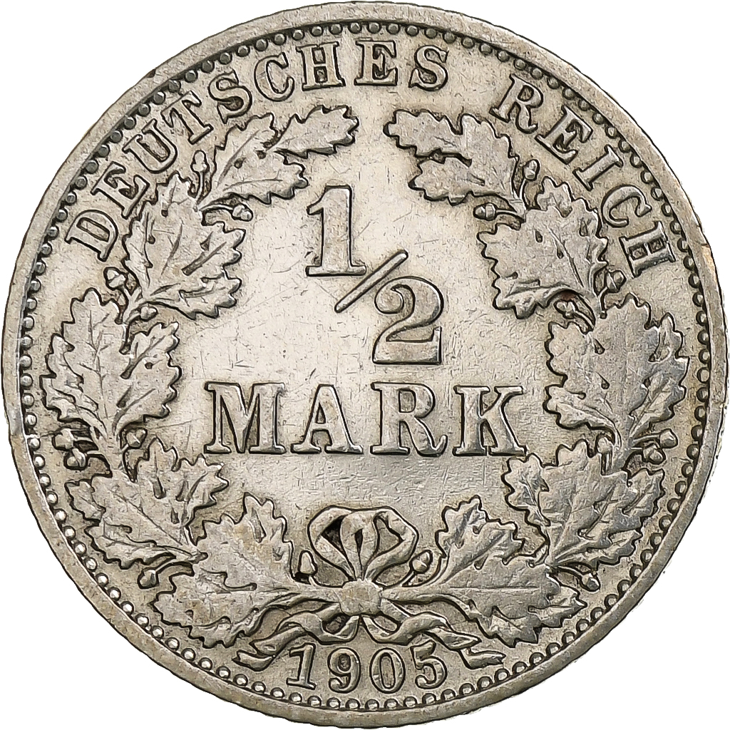 Coin, GERMANY - EMPIRE, 1/2 Mark, 1905, Muldenhütten, , Silver, KM:17