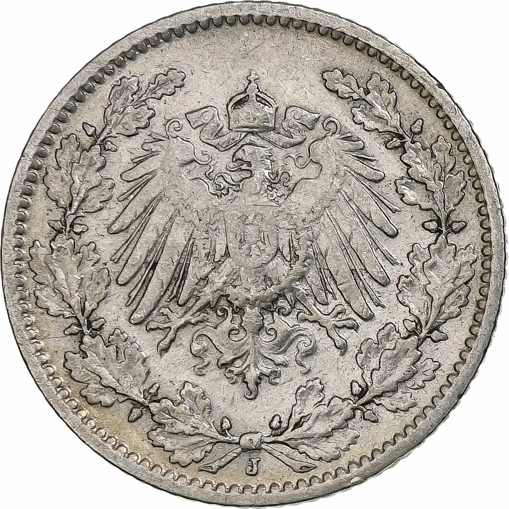 Germany, Empire., 1/2 Mark, 1905, Hambourg, Silver, , KM:17