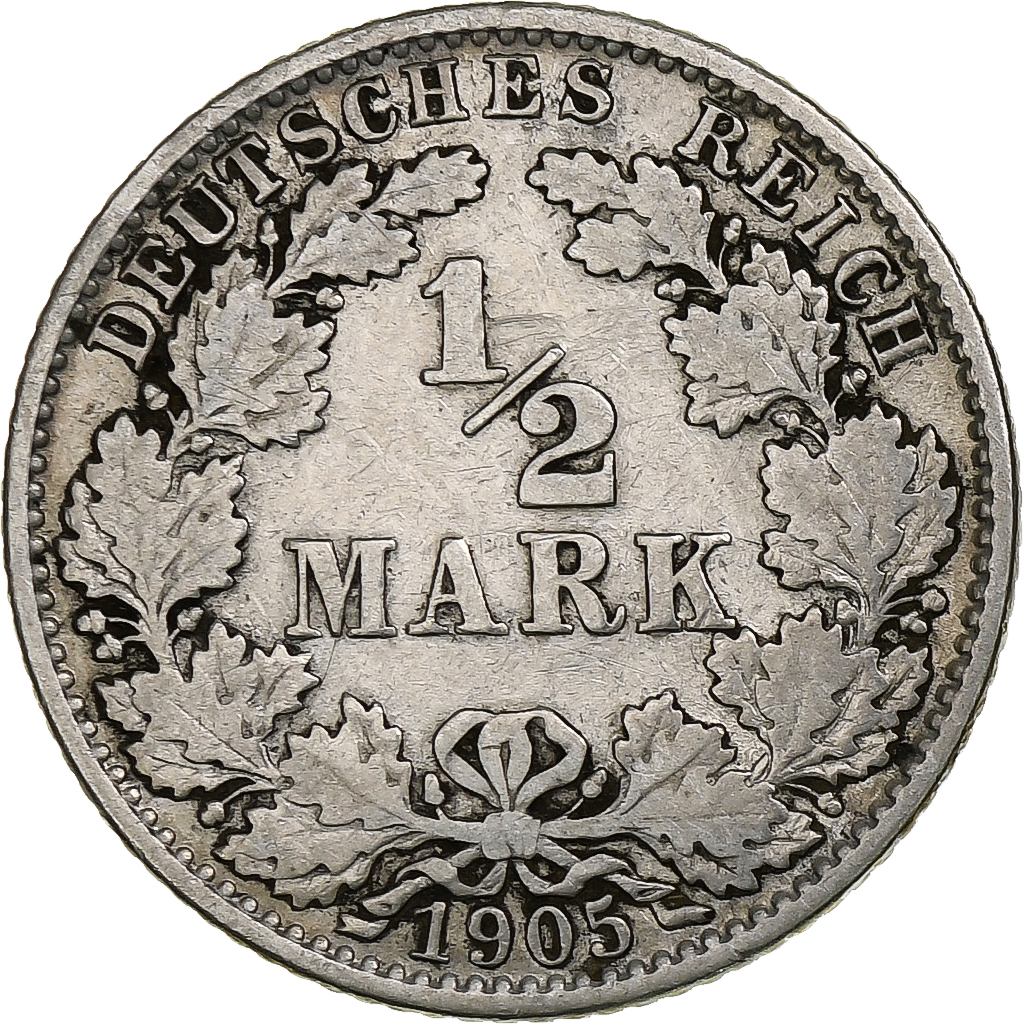 Germany, Empire., 1/2 Mark, 1905, Hambourg, Silver, , KM:17