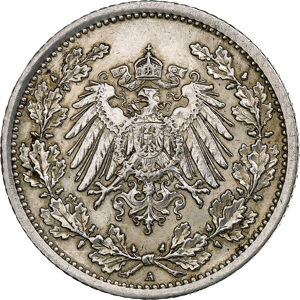 GERMANY - EMPIRE, 1/2 Mark, 1915, Berlin, Silver, , KM:17