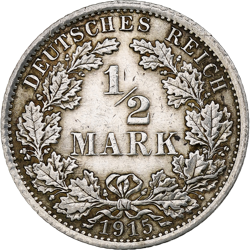 GERMANY - EMPIRE, 1/2 Mark, 1915, Berlin, Silver, , KM:17