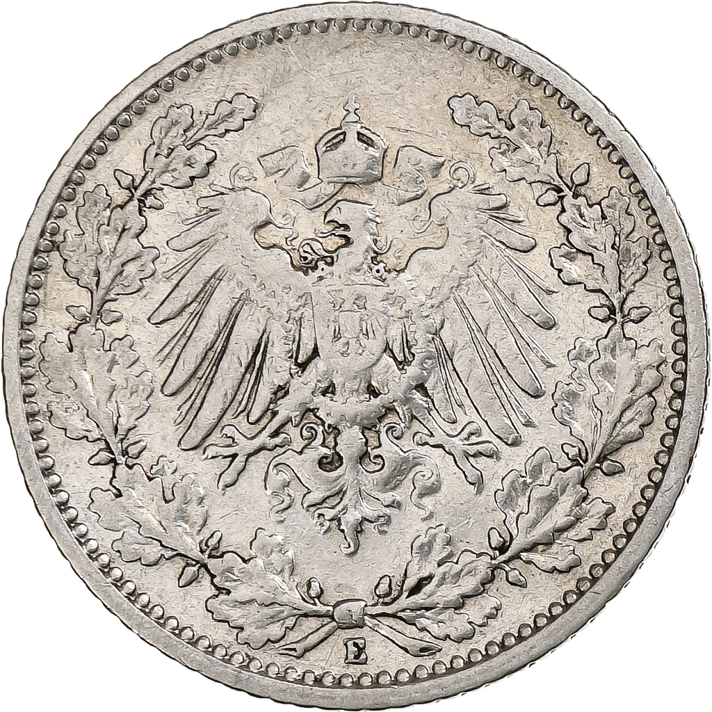 GERMANY - EMPIRE, 1/2 Mark, 1906, Muldenhütten, Silver, , KM:17