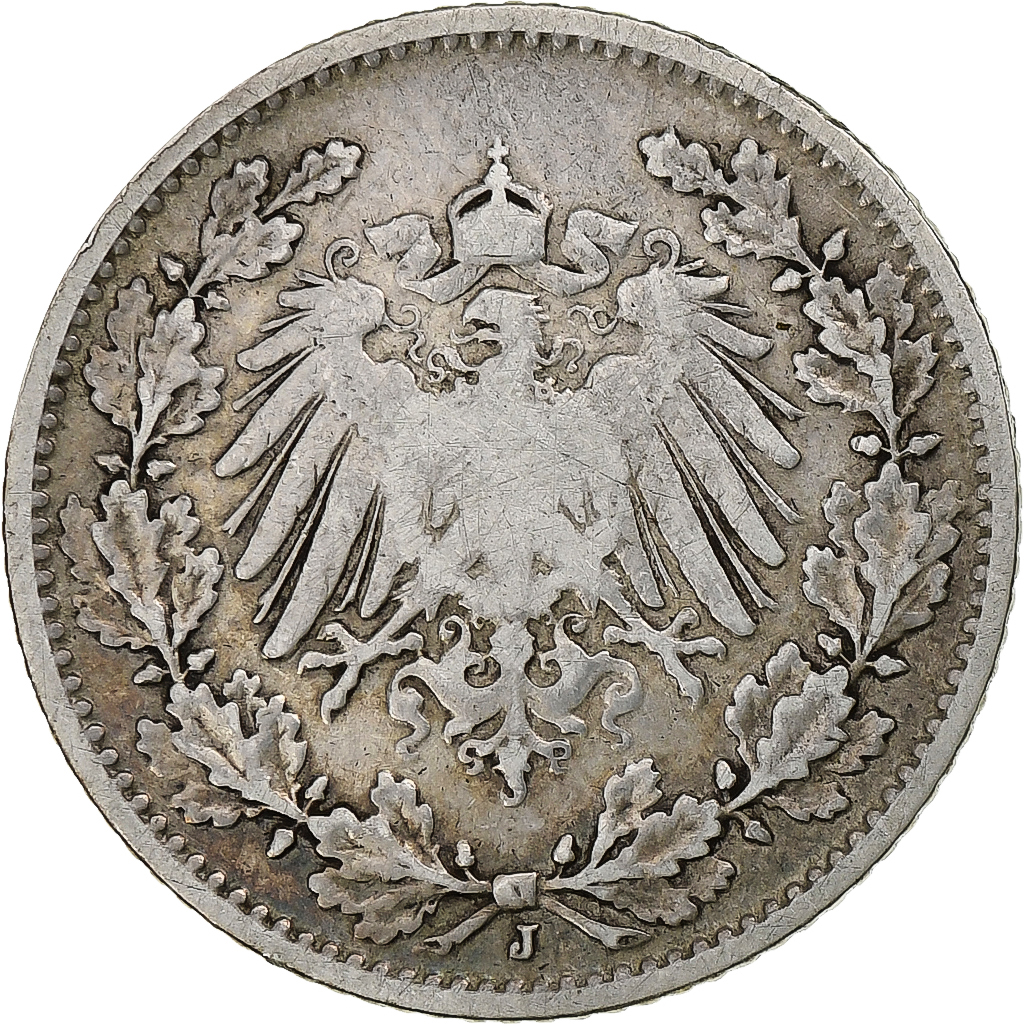 GERMANY - EMPIRE, 1/2 Mark, 1906, Hambourg, Silver, , KM:17