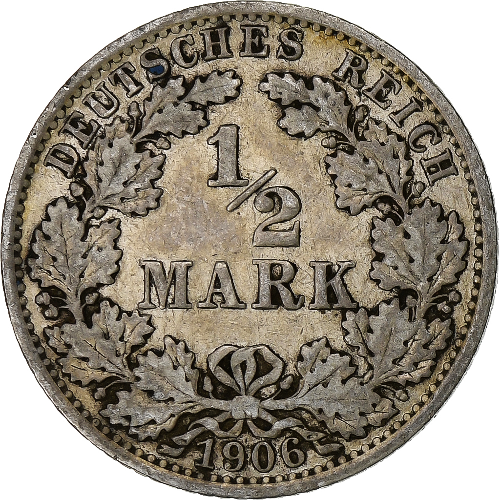 GERMANY - EMPIRE, 1/2 Mark, 1906, Berlin, Silver, , KM:17