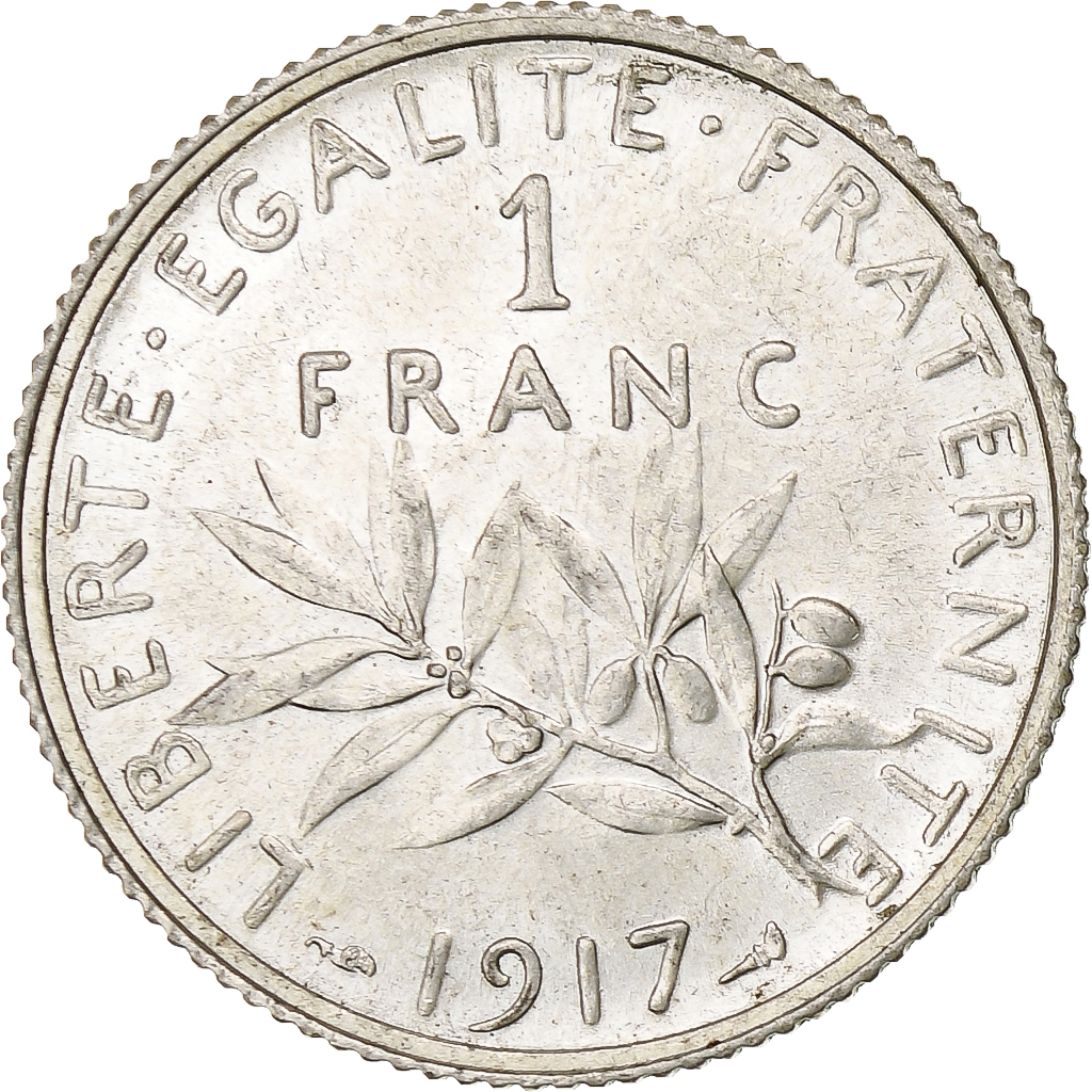 Coin, France, Semeuse, Franc, 1917, Paris, , Silver, KM:844.1