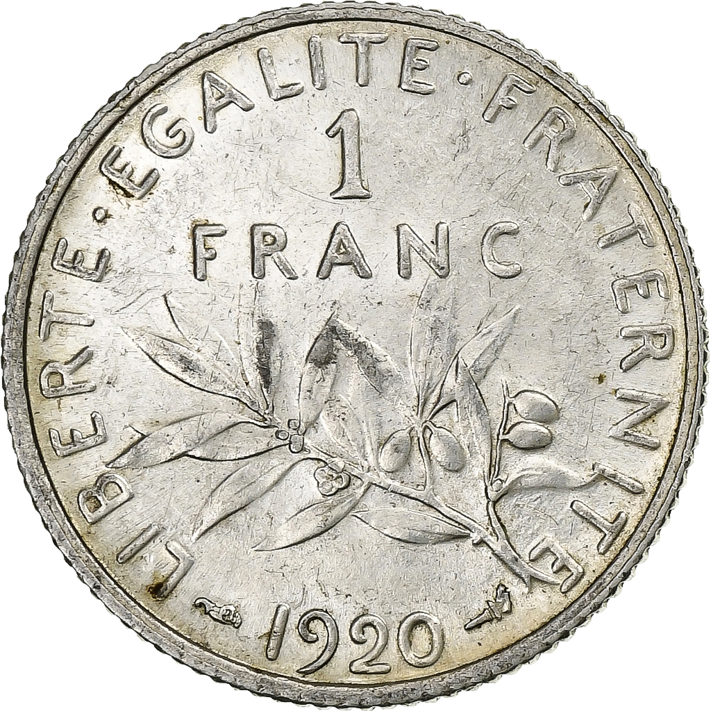 France, Franc, Semeuse, 1920, Paris, Silver, , Gadoury:467, KM:844.1