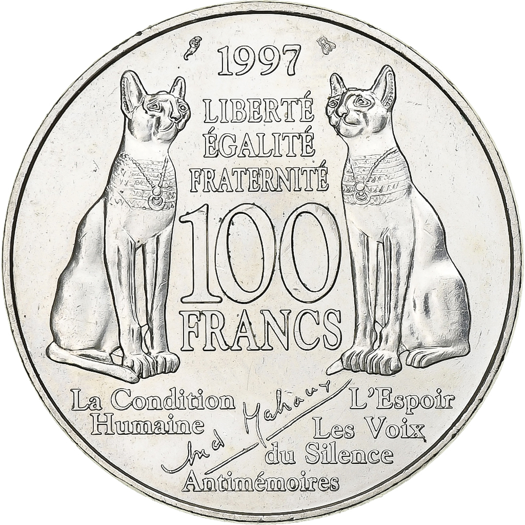 Coin, France, André Malraux, 100 Francs, 1997, Paris, , Silver