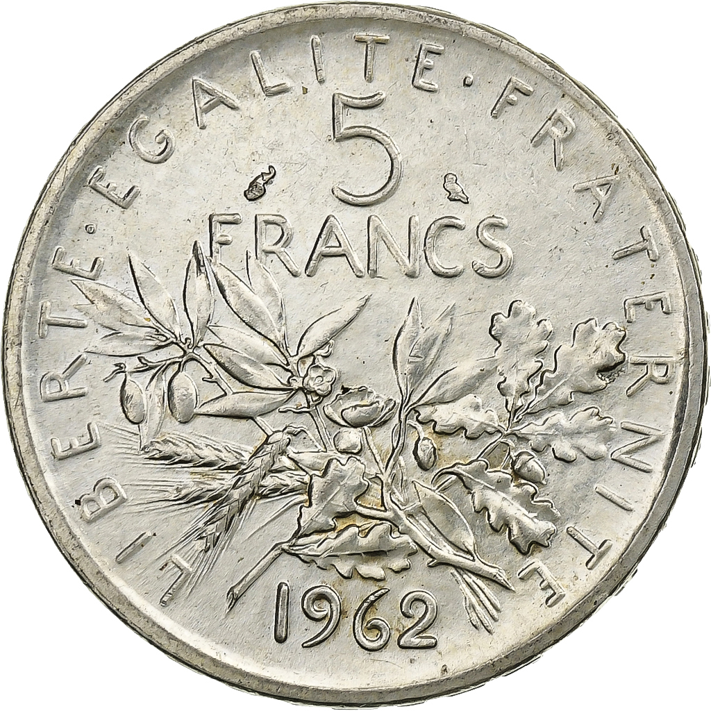 France, 5 Francs, Semeuse, 1962, Paris, Silver, , Gadoury:770, KM:926