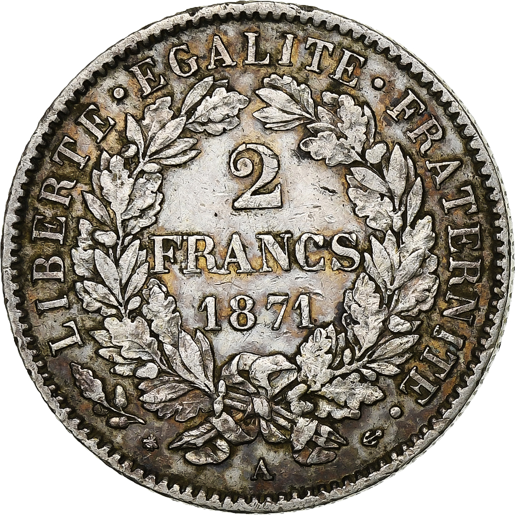 Coin, France, Cérès, 2 Francs, 1871, Paris, , Silver, KM:817.1