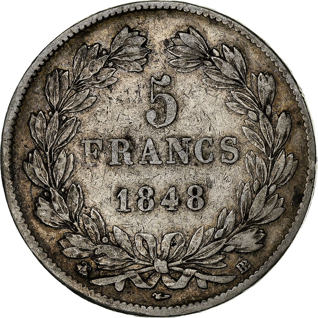 Coin, France, Louis-Philippe, 5 Francs, 1848, Strasbourg, , Silver