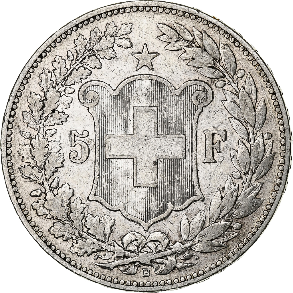 Switzerland, 5 Francs, 1891, Bern, Silver, , KM:34