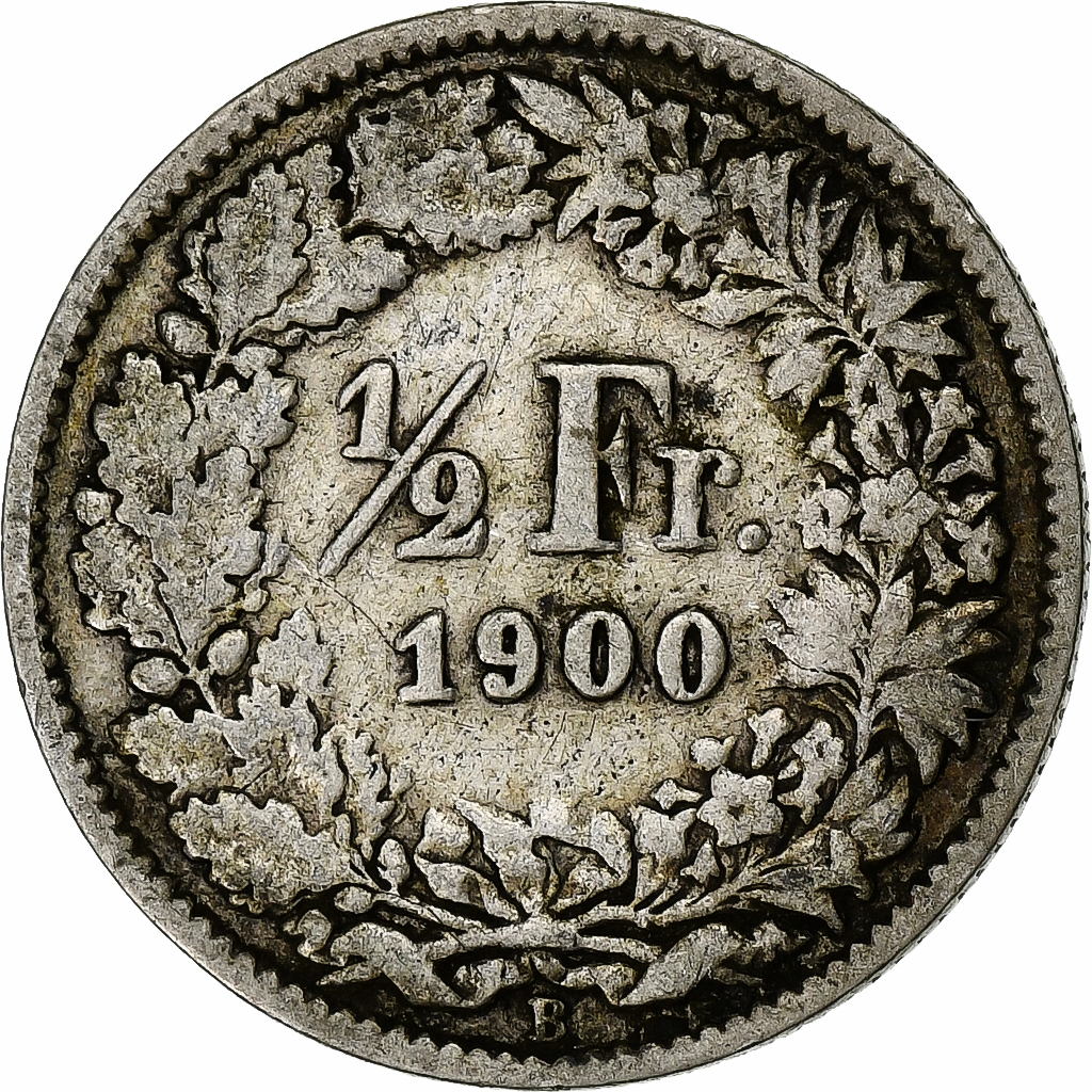 Switzerland, 1/2 Franc, 1900, Bern, Silver, VF