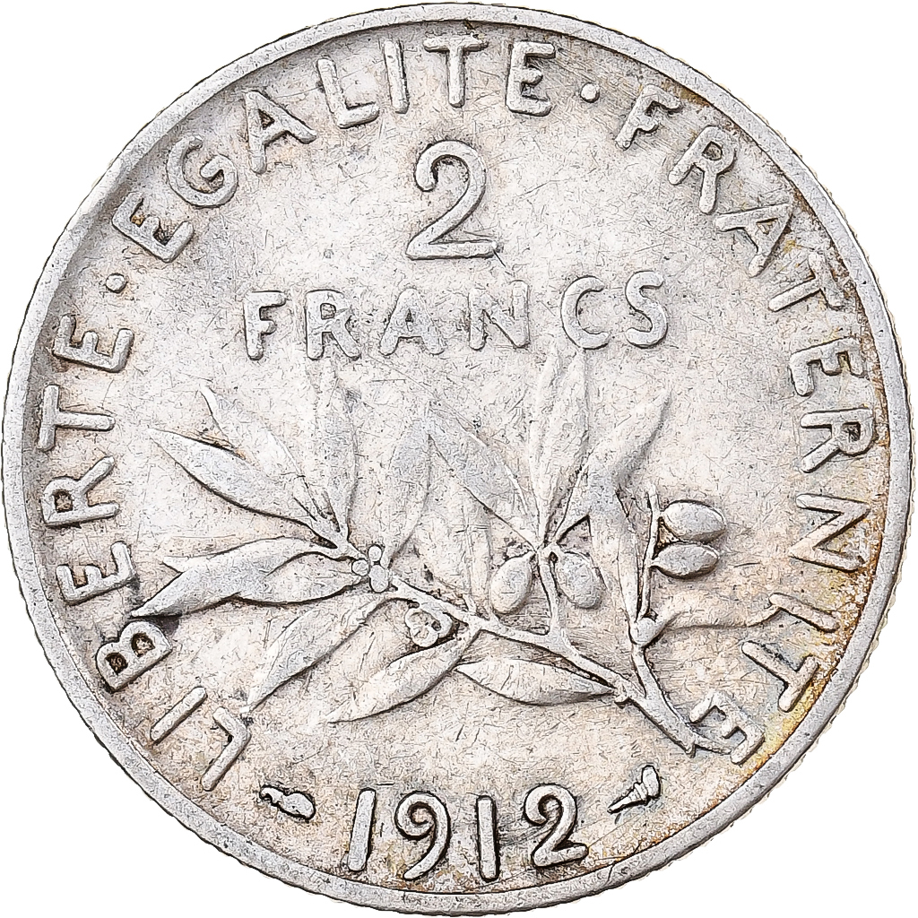 France, Semeuse, 2 Francs, 1912, Paris, , Silver, KM:845.1, Gadoury:532