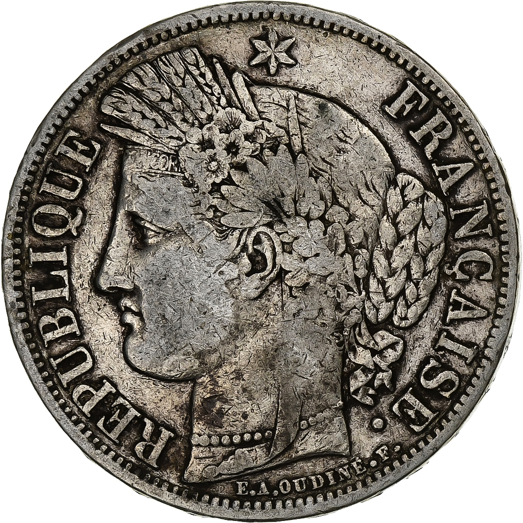France, Cérès, 5 Francs, 1849, Paris, , Silver, KM:761.1, Gadoury:719
