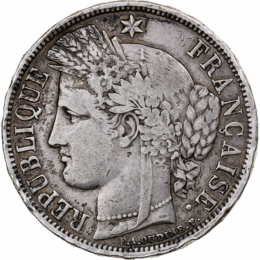 France, Cérès, 5 Francs, 1870, Bordeaux, , Silver, KM:818.2