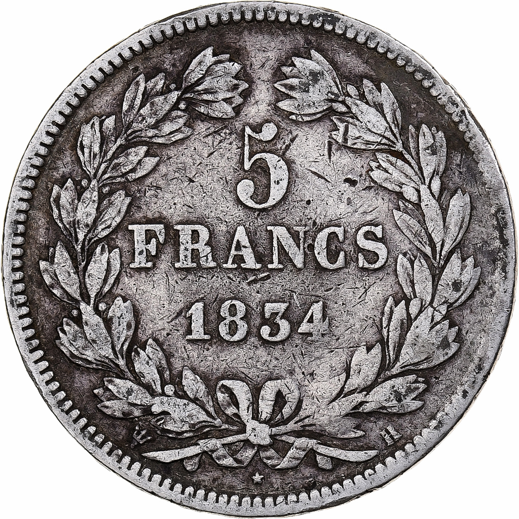 Coin, France, Louis-Philippe, 5 Francs, 1834, La Rochelle, , Silver