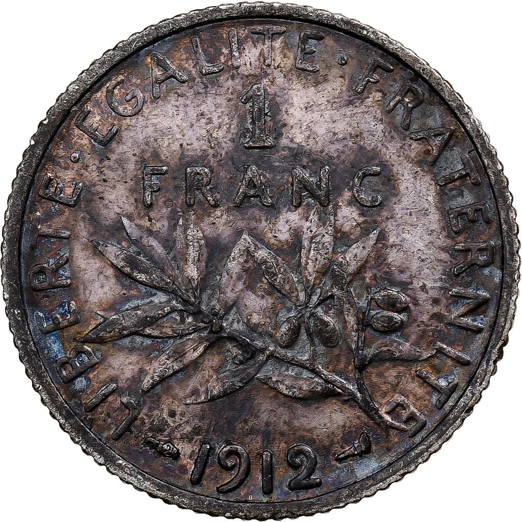 France, Semeuse, Franc, 1912, Paris, , Silver, KM:844.1