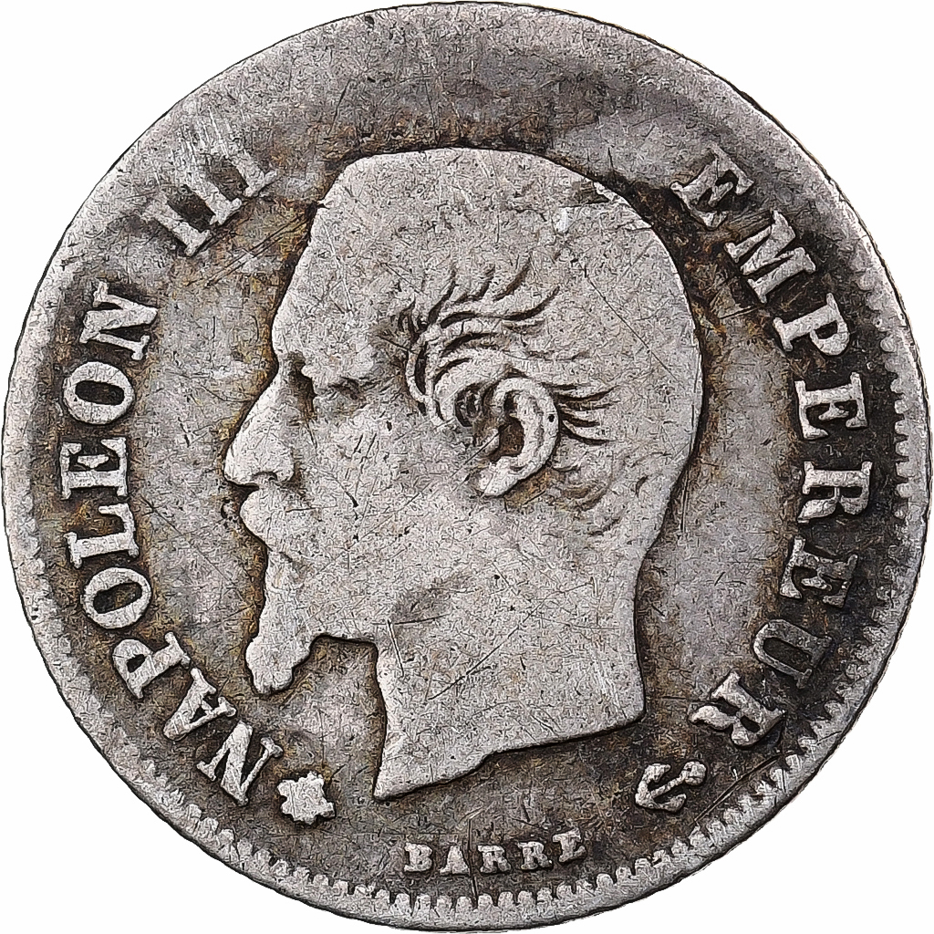 France, Napoleon III, 20 Centimes, 1860, Strasbourg, Silver, VF, KM:776.2