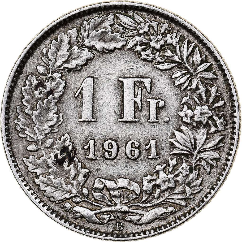 Coin, Switzerland, Franc, 1961, Bern, , Silver, KM:24