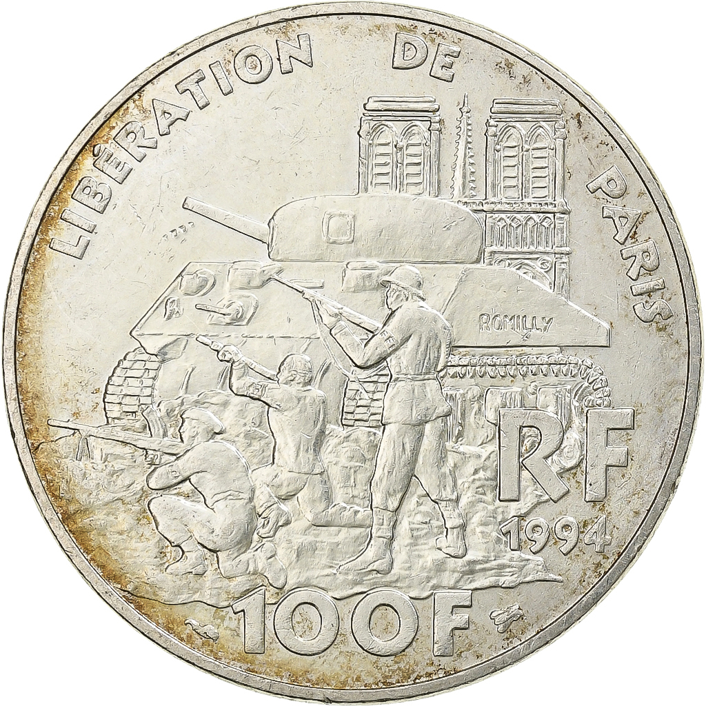 France, Libération de Paris, 100 Francs, 1994, , Silver, KM:1045.1