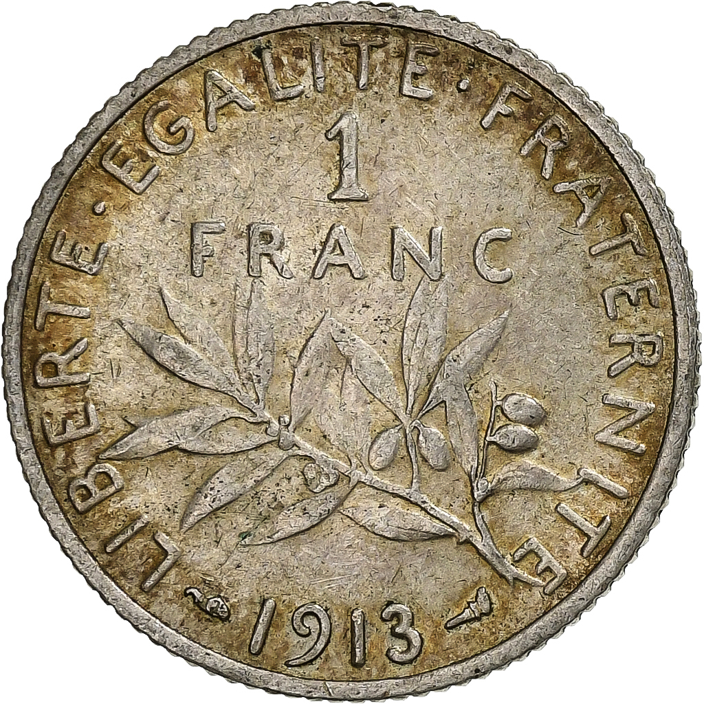 France, Semeuse, Franc, 1913, Paris, , Silver, KM:844.1, Gadoury:467