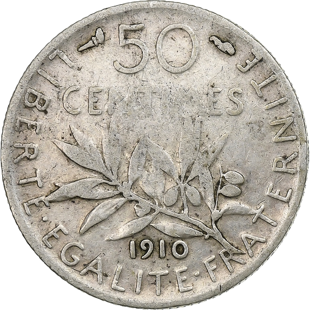 Coin, France, Semeuse, 50 Centimes, 1910, Paris, , Silver, KM:854