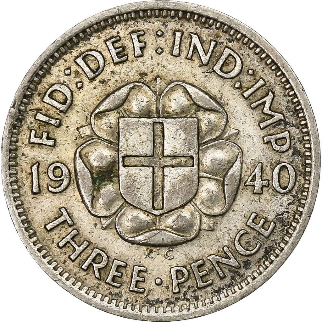 Great Britain, George VI, 3 Pence, 1940, Silver, , KM:848