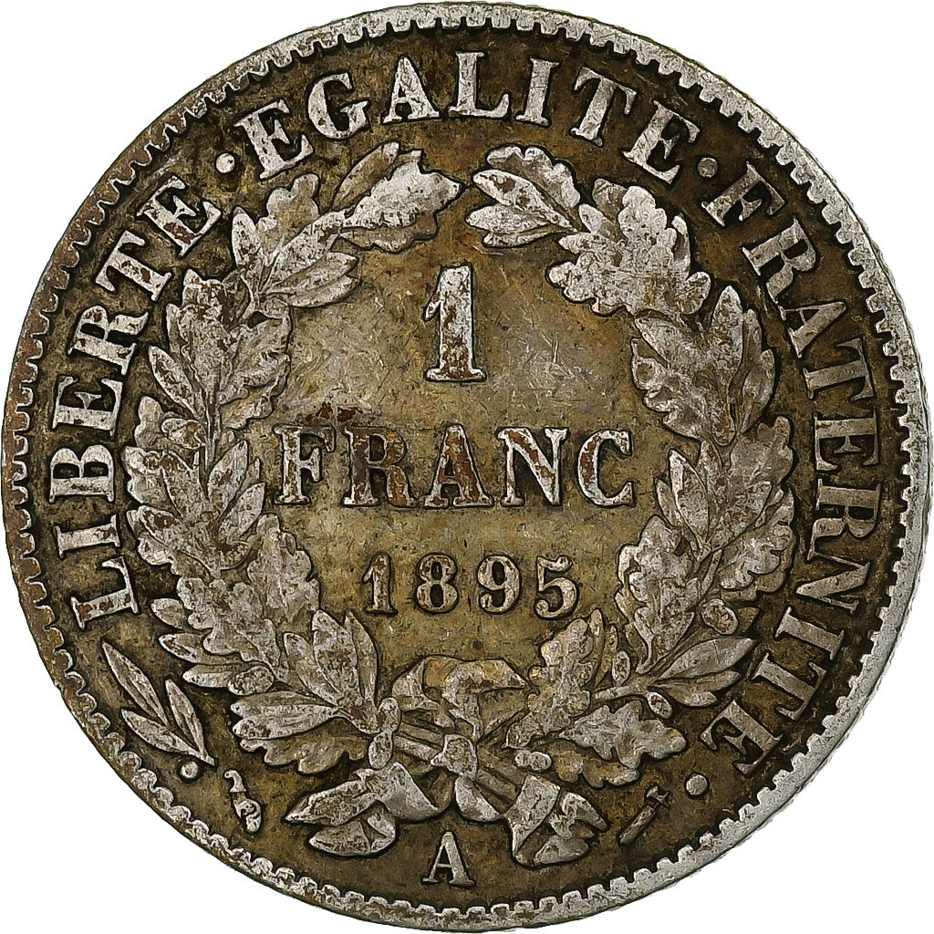 FRANCE, Cérès, Franc, 1895, Paris, KM #822.1, , Silver, 23, Gadoury #..