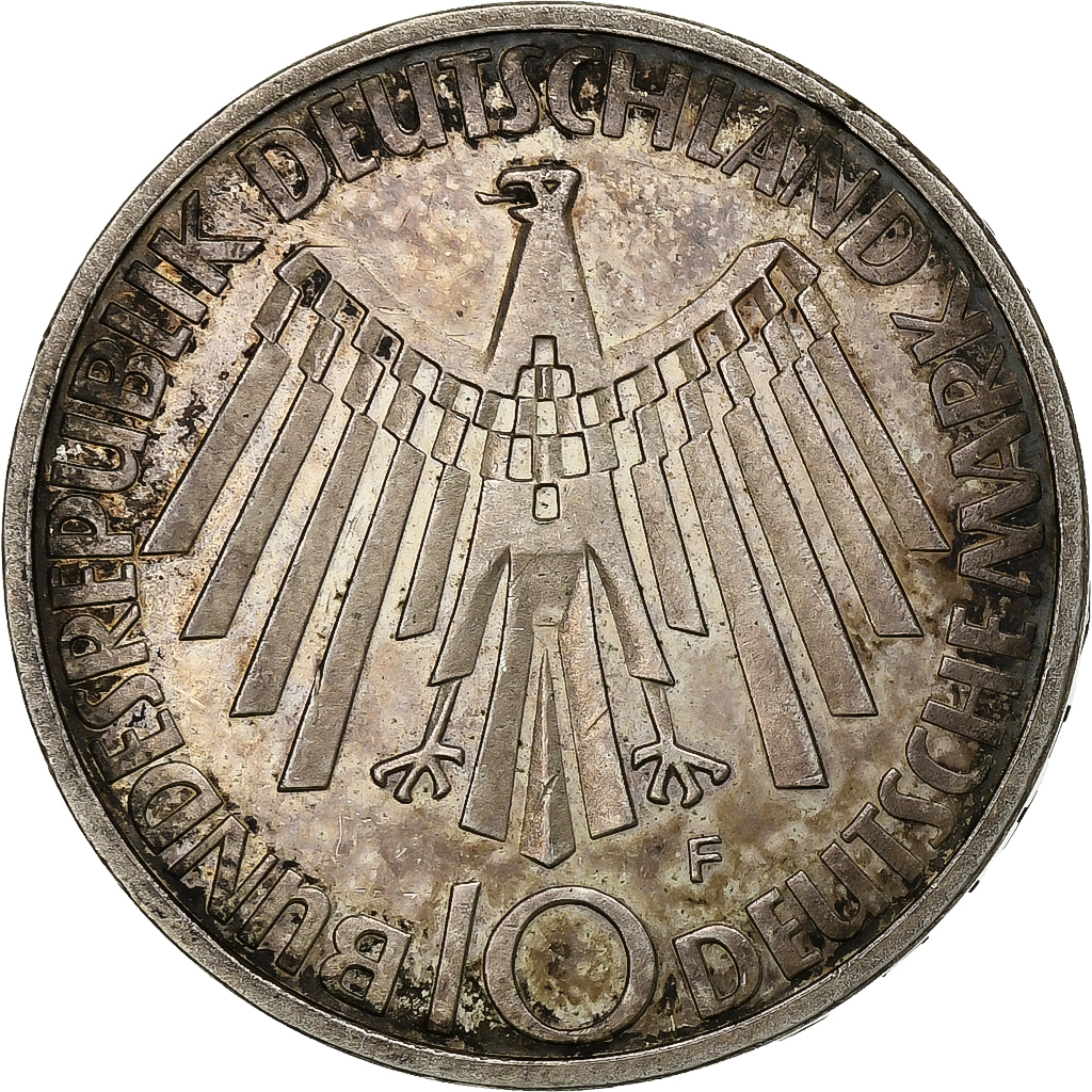 GERMANY - FEDERAL REPUBLIC, 10 Mark, 1972, Stuttgart, Silver, , KM:130