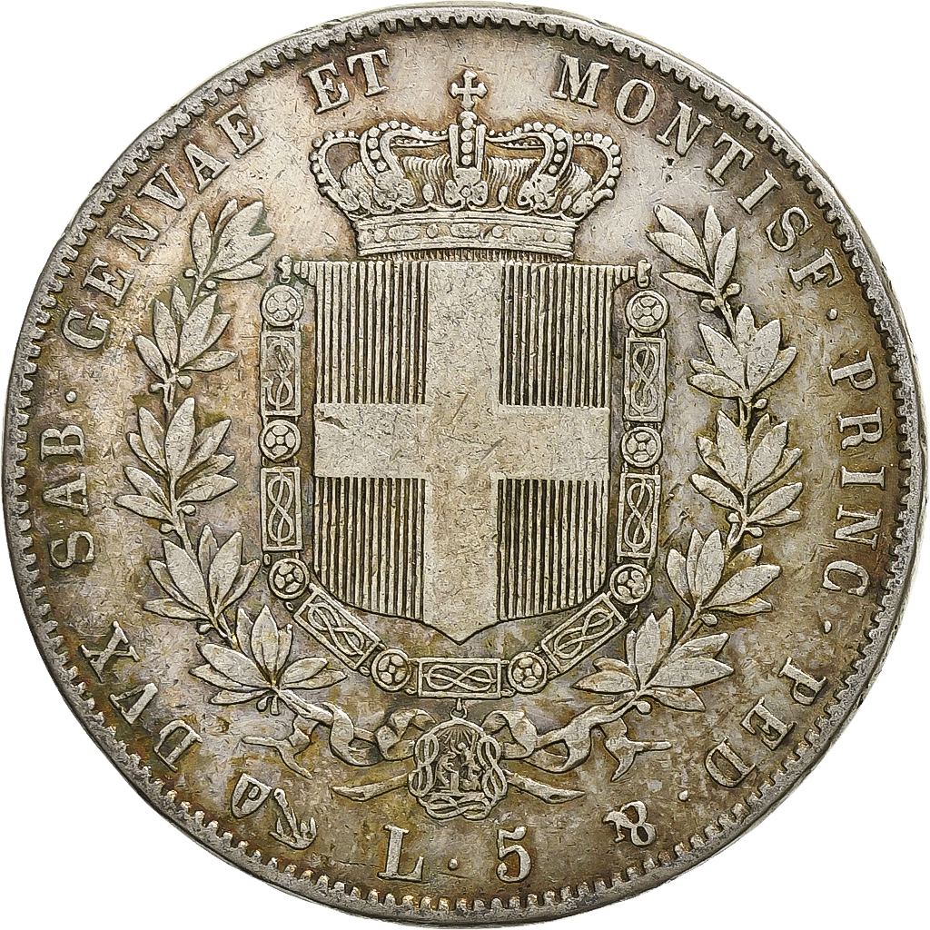 Coin, ITALIAN STATES, SARDINIA, Vittorio Emanuele II, 5 Lire, 1854, Genoa