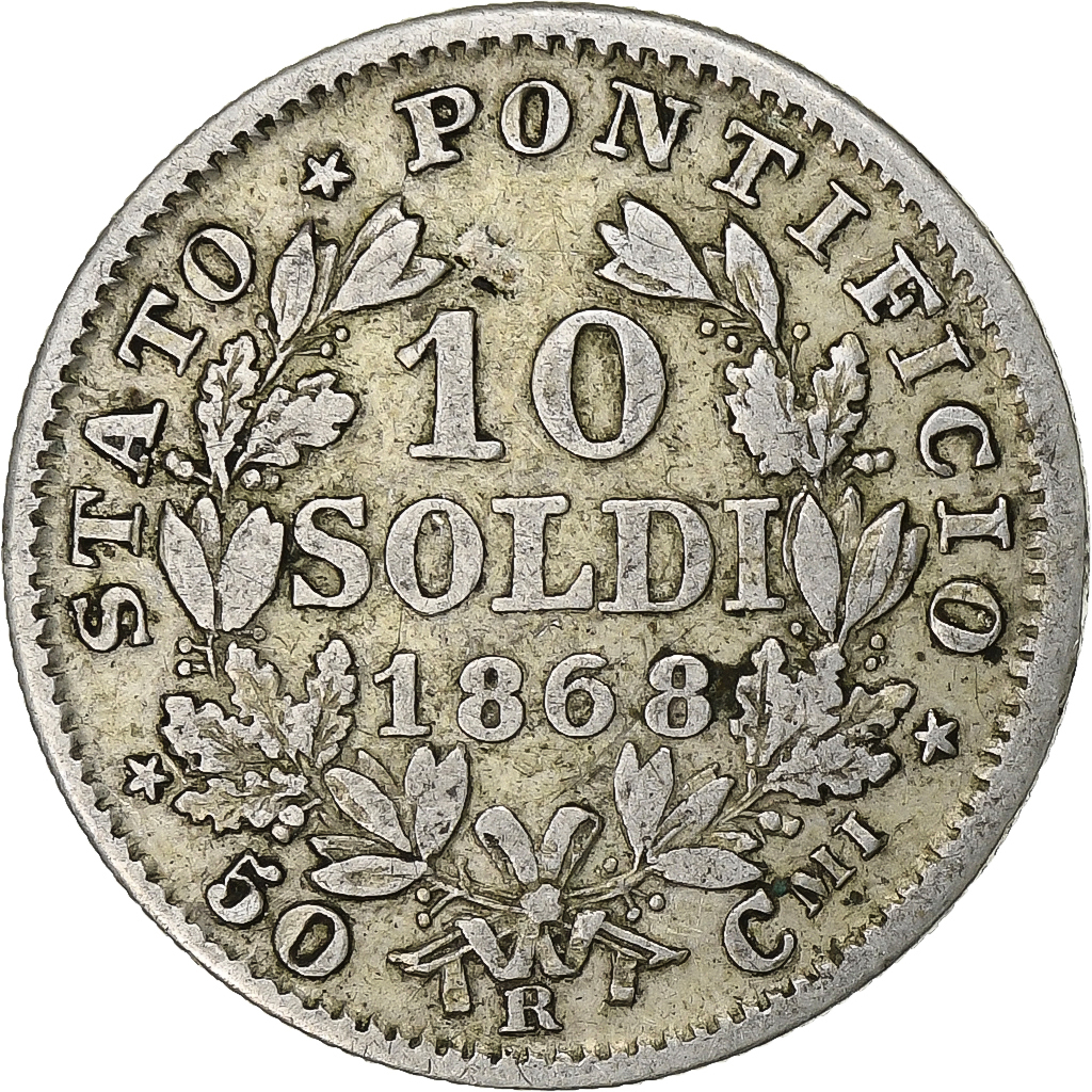 ITALIAN STATES, PAPAL STATES, Pius IX, 10 Soldi, 1868 XXIII, Rome, 