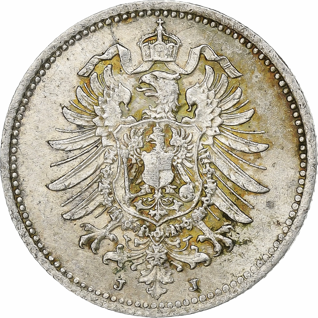 GERMANY - EMPIRE, Wilhelm I, 20 Pfennig, 1875, Hamburg, Silver, , KM:5