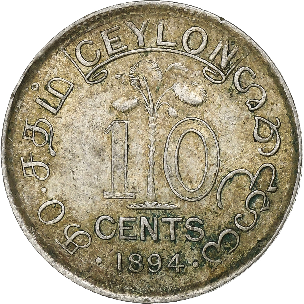 Ceylon, Victoria, 10 Cents, 1894, British Royal Mint, Silver, , KM:94