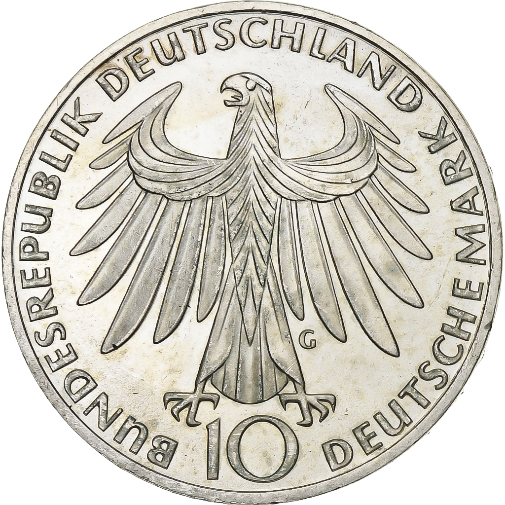 GERMANY - FEDERAL REPUBLIC, 10 Mark, 1972, Karlsruhe, Silver, , KM:132
