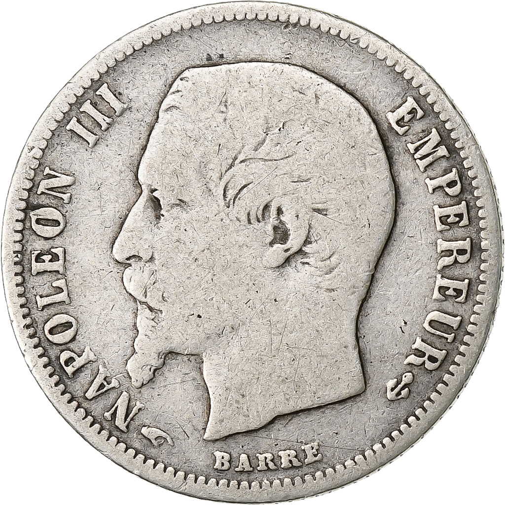 FRANCE, 50 Centimes, 1858, Paris, , Silver, Gadoury #414, 2.07